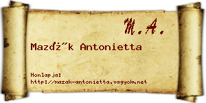 Mazák Antonietta névjegykártya